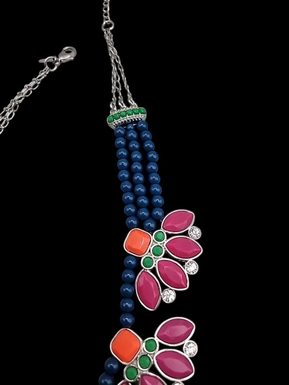 Lia Sophia Flamenco Statement Bib Necklace 21" Retired Bold Adjustable Signed - Picture 11 of 13